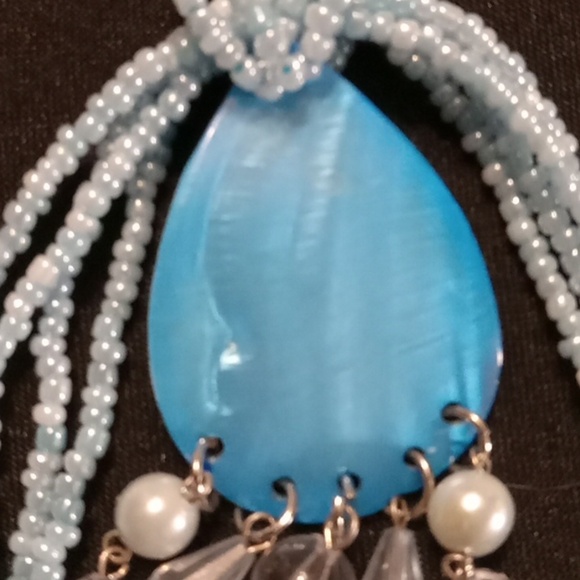 Vintage Shira LTD Necklace Earring Set 19"-21" W/ 5" Tear Drop Tassel 4" Earring - Picture 3 of 7